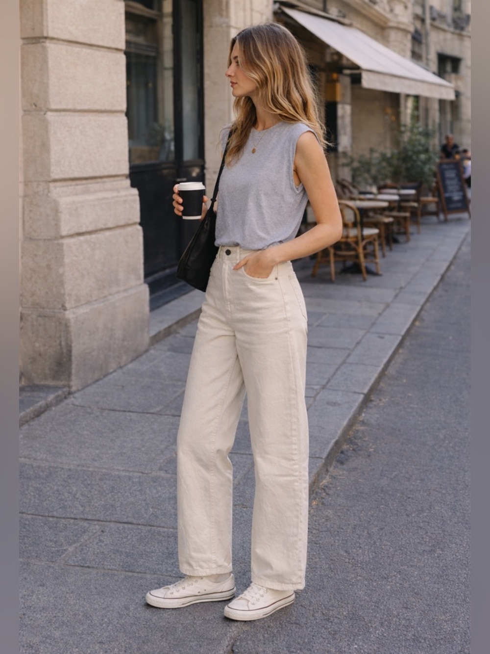 Zara Cream Wide Leg Jeans – Mid Rise | Size 4 | NWT - Picture 3 of 15